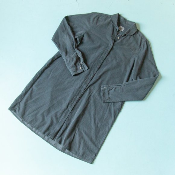 Hartford Dark Gray Concealed Button 100% Cotton Front Collar Shirt Dress Size 4 - Picture 1 of 8
